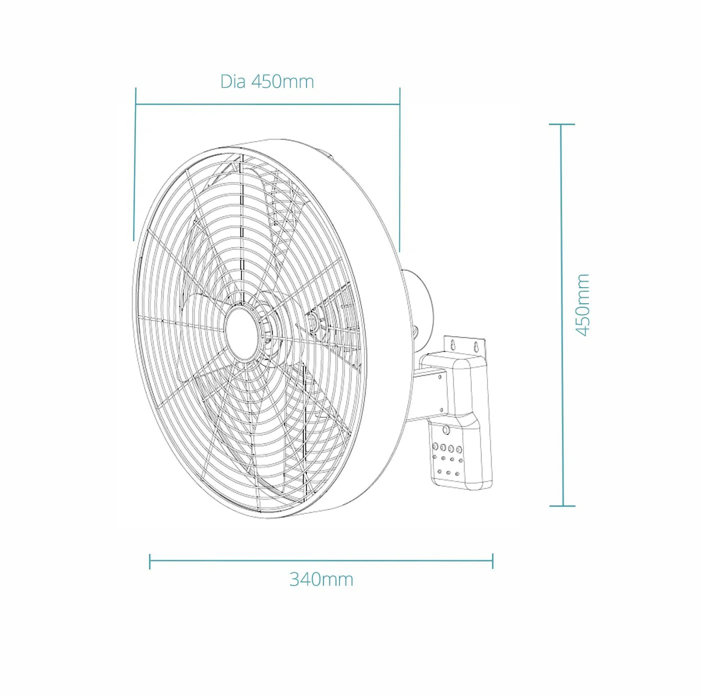 16” Como AC Wall Fan Black, White MWFC400 Martec Lighting - Image 3