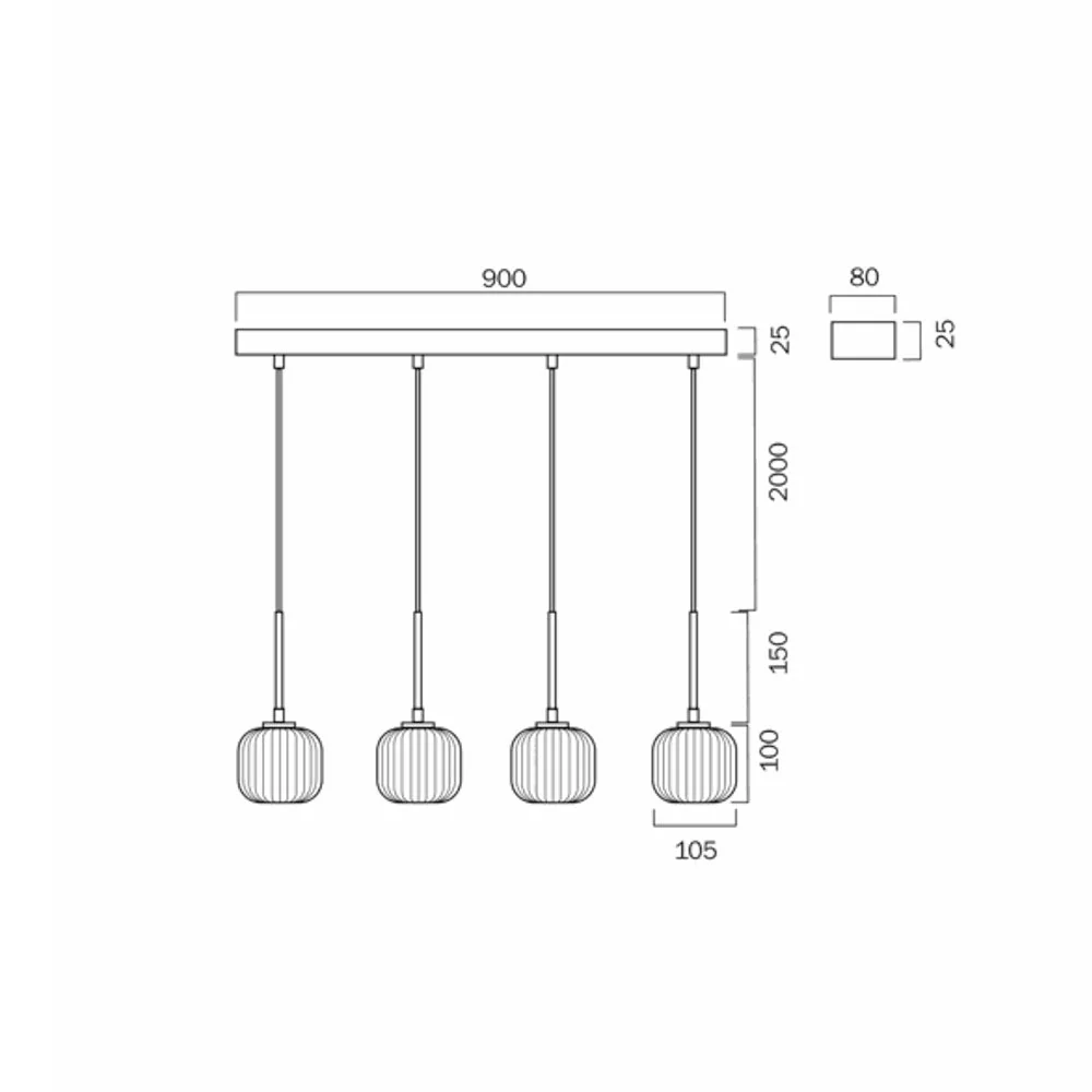 Bobo 4 Light 12W LED Pendant Black / Warm White - BOBO PE04-BKSM - Image 3