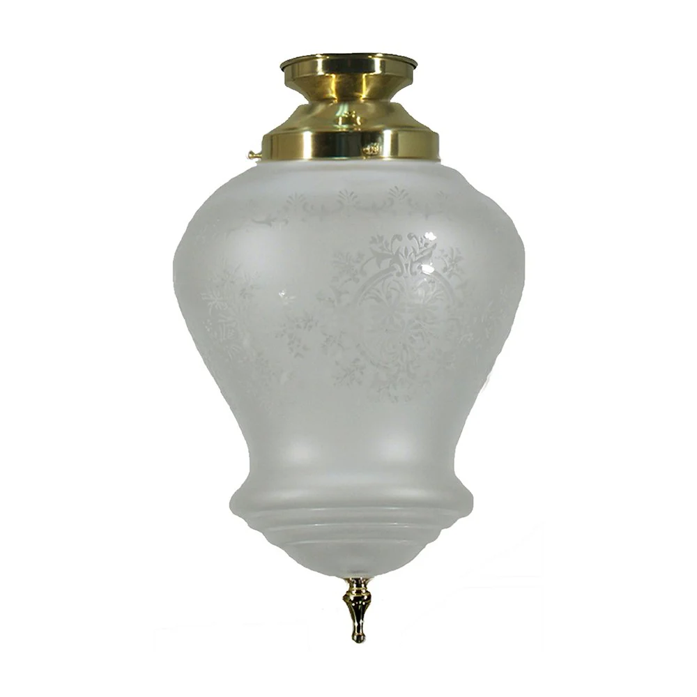 Cambridge Brass Batten Fix Brass with Frost Etched Glass Pendant Light