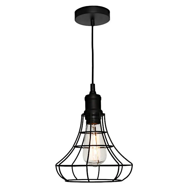 Cougar Cage 1 Light Pendant Small Black - CAGE1PSML