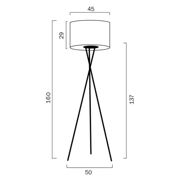 Denise Modern Tripod Floor Lamp 1Lt in Black, Red, White, Ivory or Wheat - Image 2