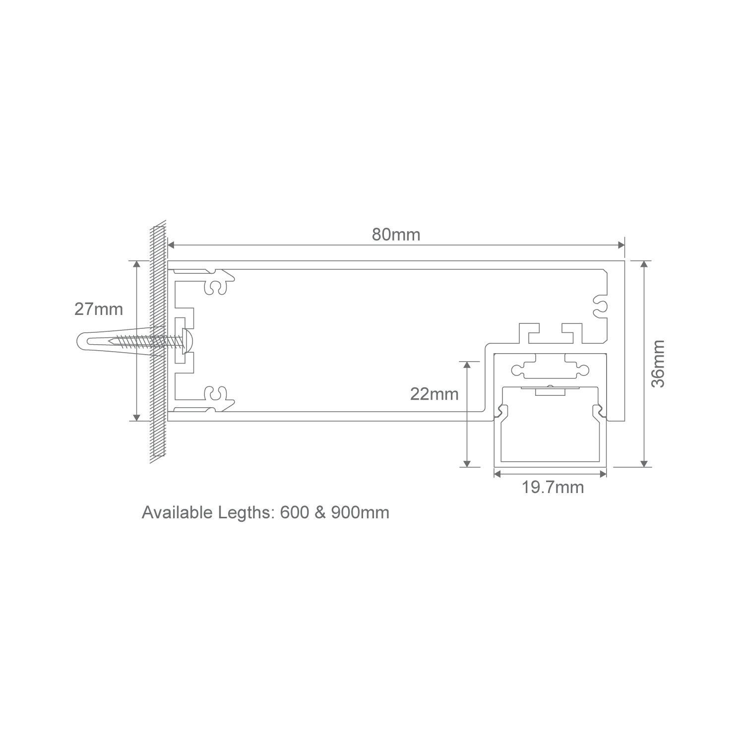 Domus Shadowline 900 LED Vanity Wall Light - Aluminium, Black or White - Image 4