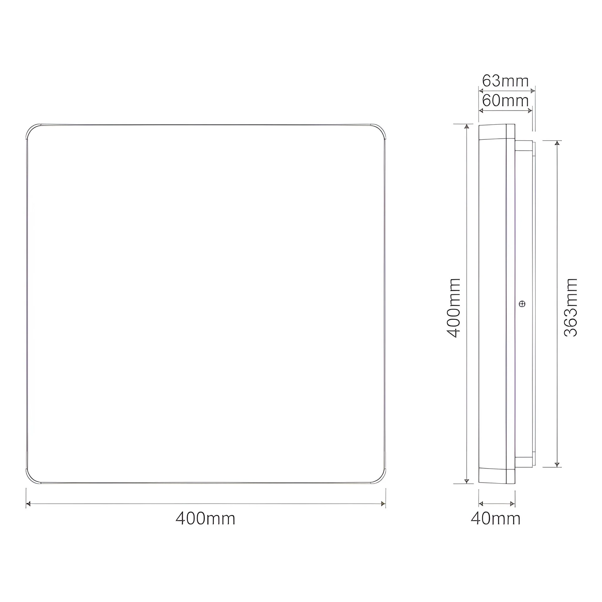 Domus SUNSET 250/300/400mm Square - 15W/25W/35W LED Tricolour Dimmable IP54 Oyster Light - White - Image 7