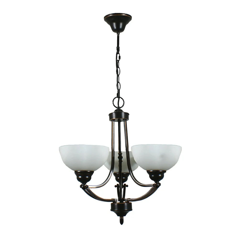 HOUSTON 3 Light Chrome or Bronze  with opal matt glassware Pendant Light - Image 2