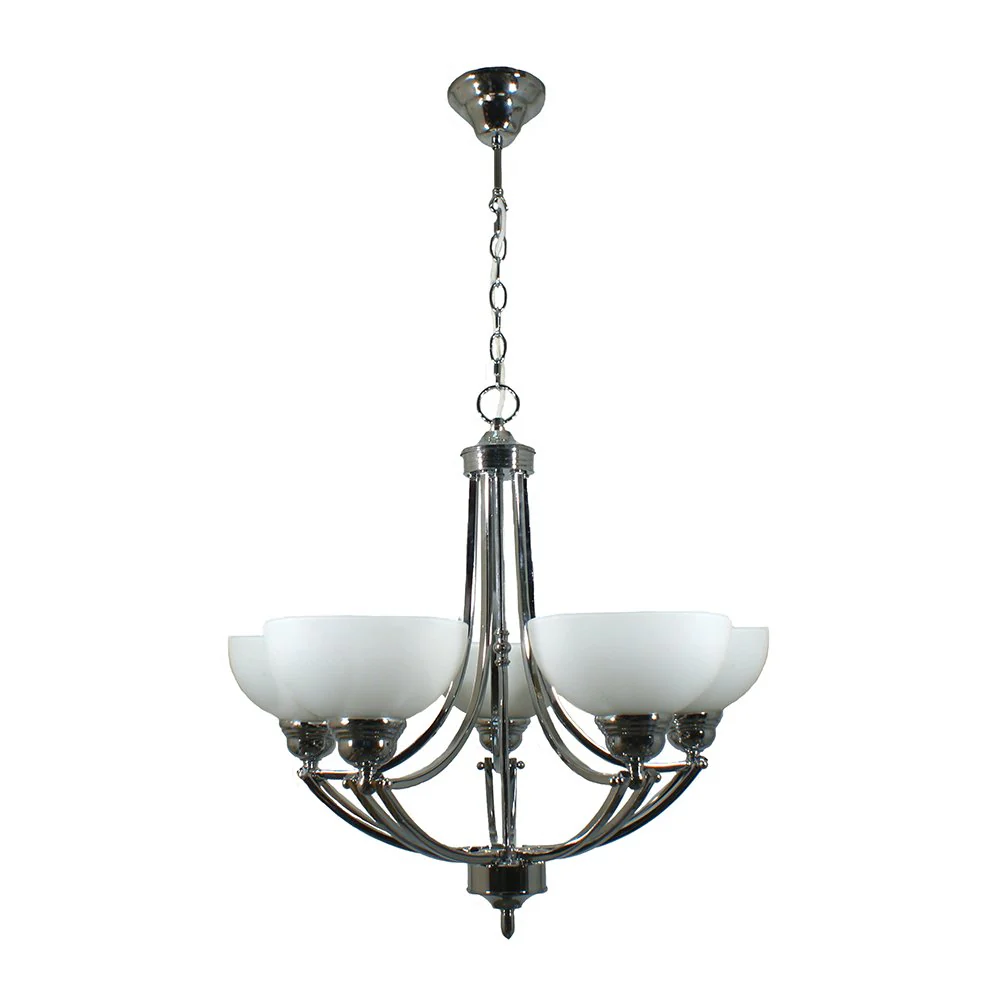 HOUSTON 5 Light Chrome or Bronze  with opal matt glassware Pendant Light