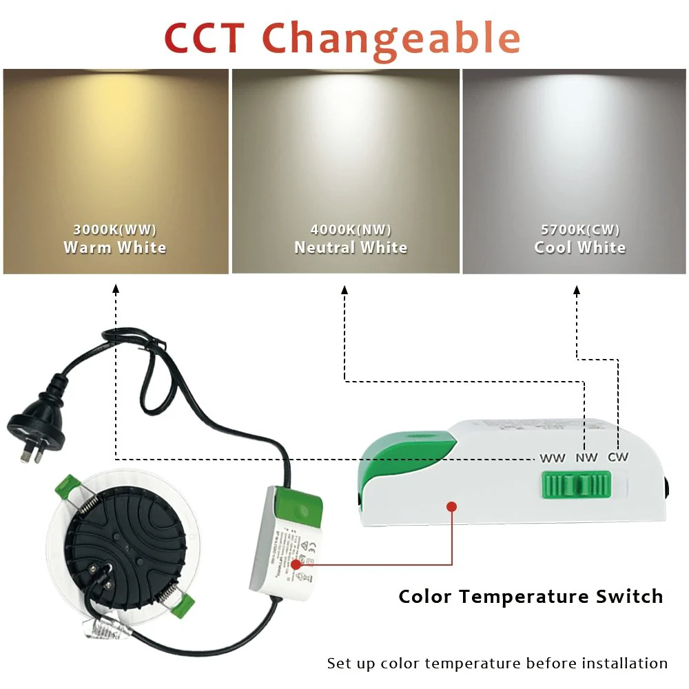 INFINITE 219 12W Trimless Tiltable Tri-Colour LED Downlight 90mm cut out - Image 6