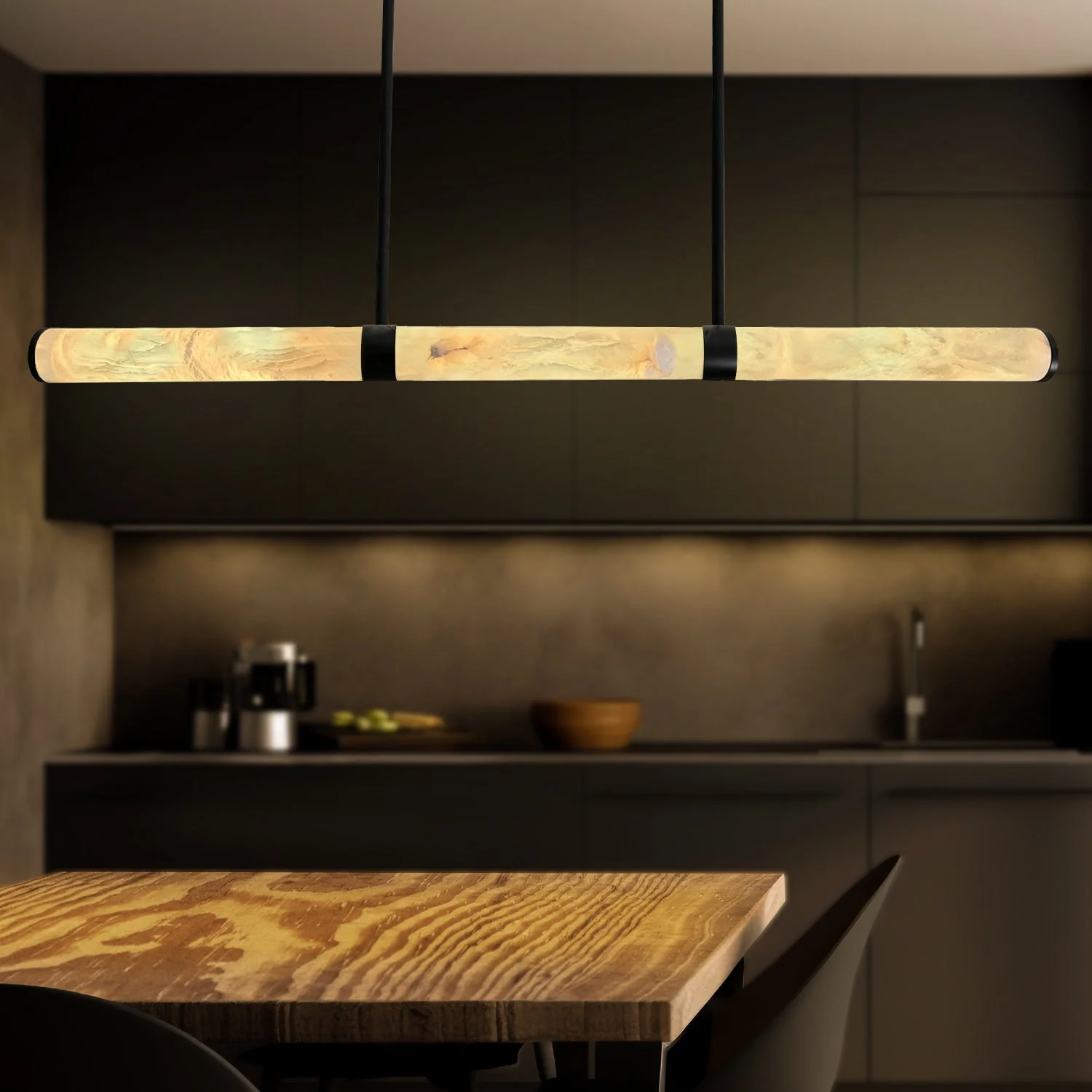 MADISON Spanish Marble Linear LED Pendant - Black, Brass, Antique Brass and Coffee  | Lighting Creations - Image 14