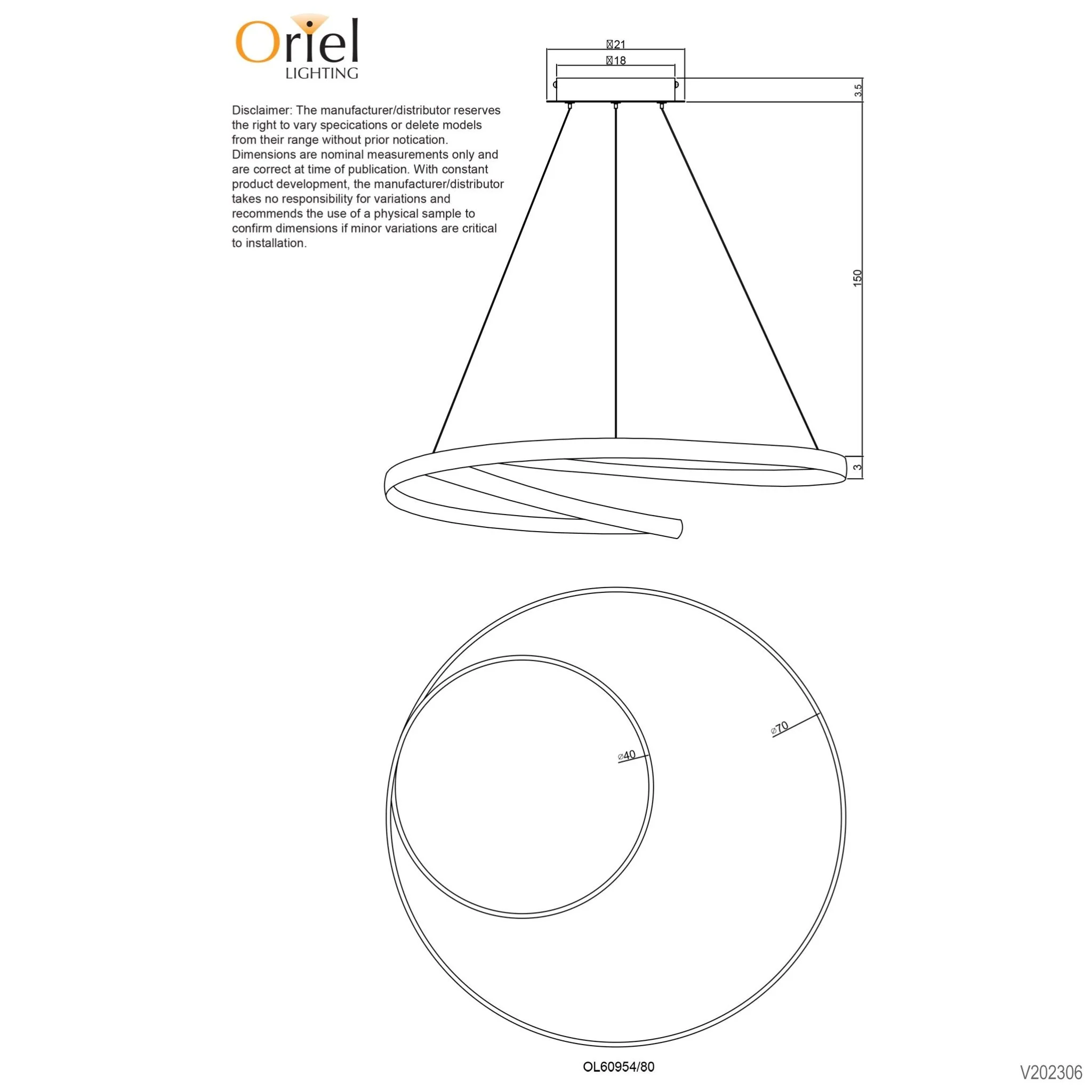 Oriel INFINITY - Modern LED Spiral Ring Pendant - CCT - Image 5