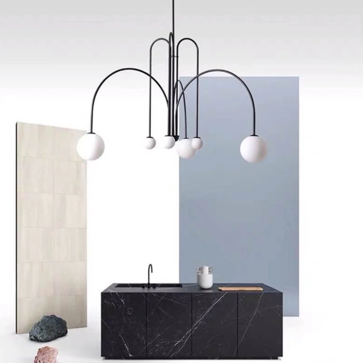 SESTINA Arched 6 Light Black Pendant | Lighting Creations - Image 4