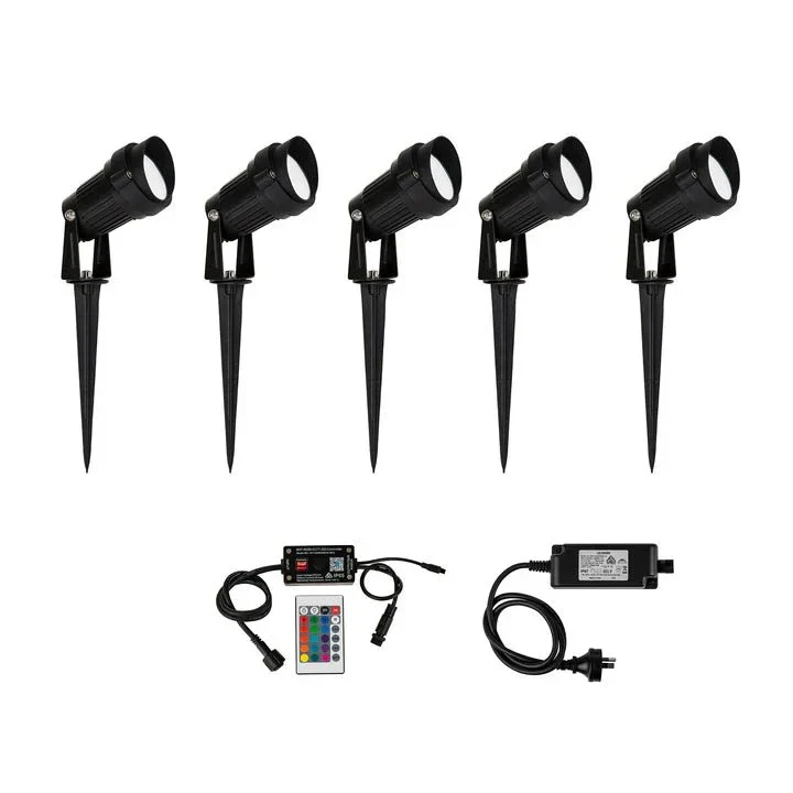 Spitze LED Garden Spike Light Kit RF+WIFI RGBCW in Black Havit Lighting - HV1428RGBCW-KIT