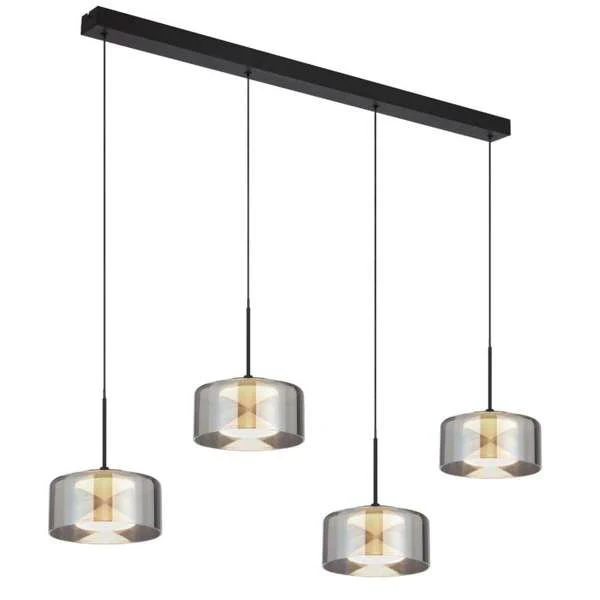 Telbix Cedro 4 Light Bar Pendant Black/Smoke Glass - Image 3