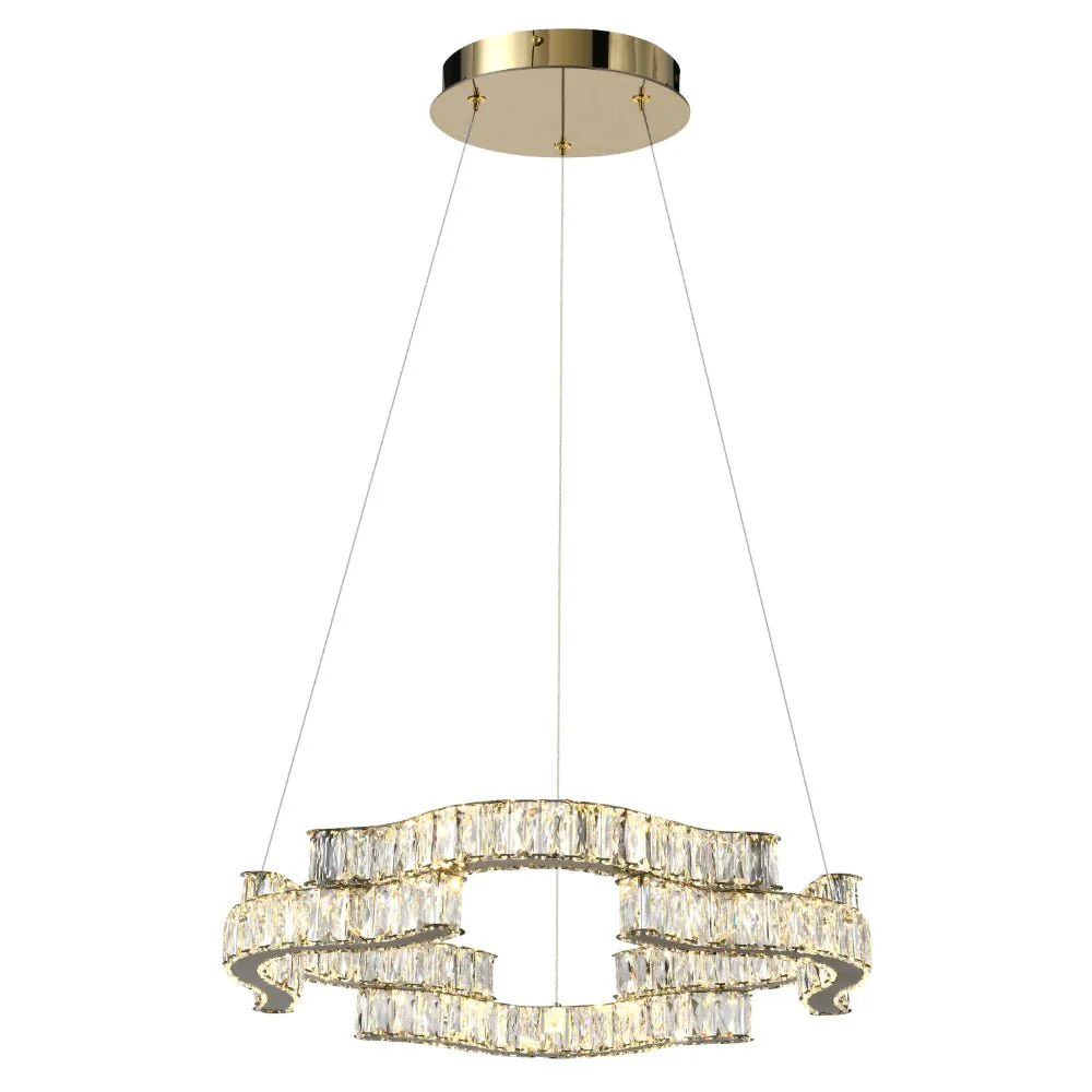 Telbix Jura 1 Tier Crystal Pendant Gold JURA PE1T-GD3C