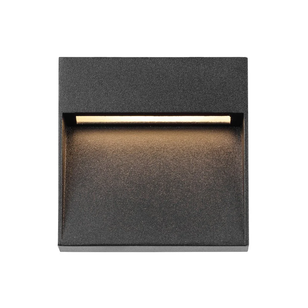 Telbix Musan Round and Square LED Step Wall Light in Black - Image 5