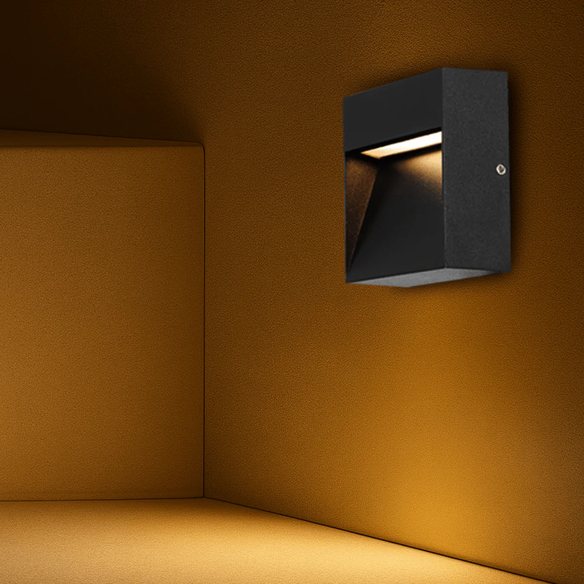 Telbix Musan Round and Square LED Step Wall Light in Black - Image 6