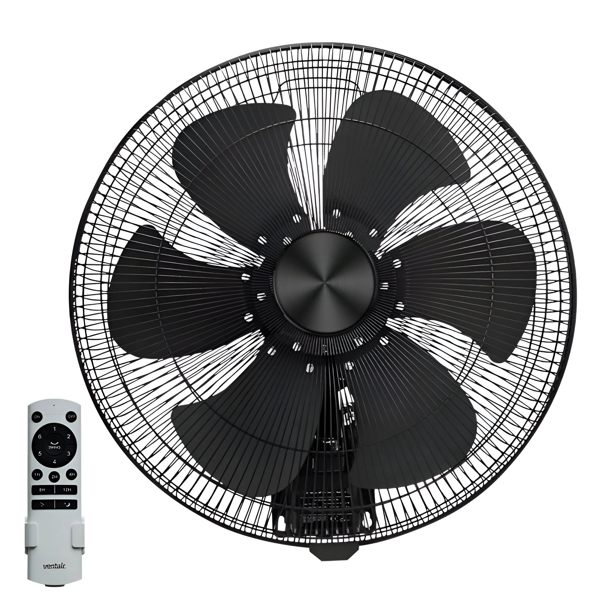 Ventair WALL DC 45cm Oscillating Wall-Mounted Fan - Matte Black Grille and Matte Black Aluminium Blades