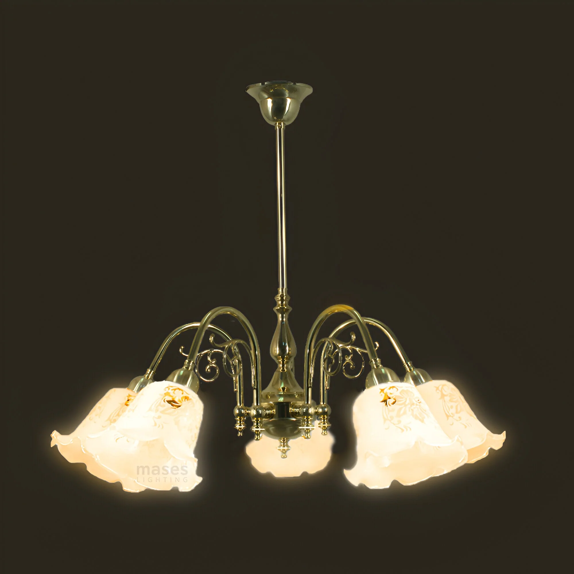 Victoriana 3 or 5 Light Brass Pendant Light - Polished Brass - Image 3