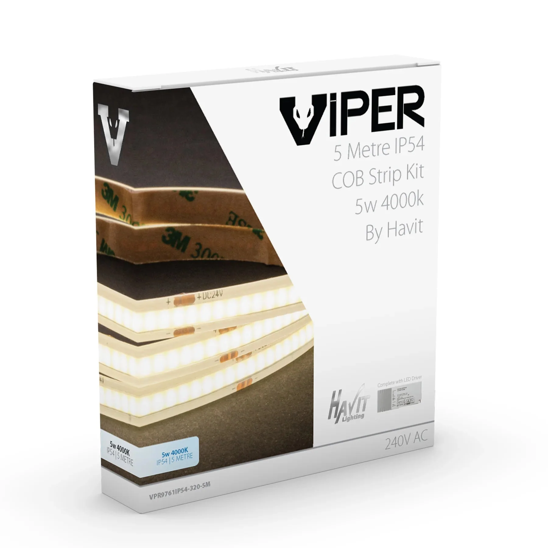Viper COB LED Strip Kit 5w Per Metre 5m 3k, 4k, 5k Havit Lighting - VPR9760IP54-320-5M - Image 7